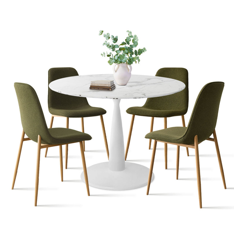 Folmar 4-Person Dining Set with 40" W Round Table, Green