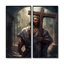 «Black Jesus with Cross», ensemble de 2 décorations murales spirituelles encadrées