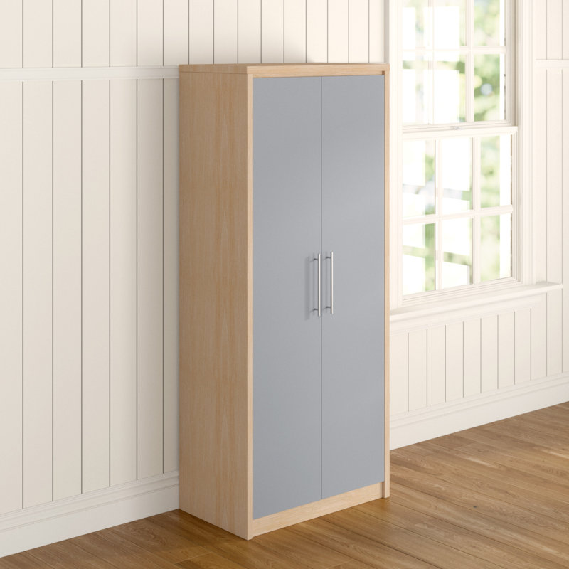 Louisa 2 Door Wardrobe, Light Oak Veneer/Grey High Gloss