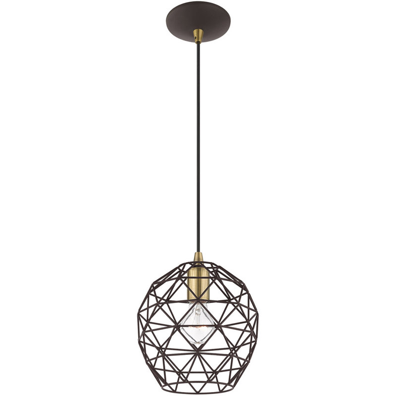 Luminaire suspendu géométrique 1 lumière, Bronze / Noir, Bronze