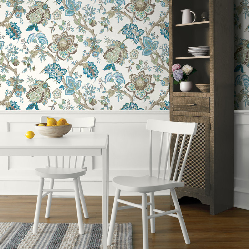 Multi Coloured 8.23m x 68.5cm Matte Wallpaper Roll, Beige/Blue/Green
