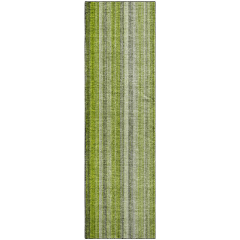 Premium Machine Washable Cerrito AMF543 Green Rug, Runner 2'3" x 7'6"