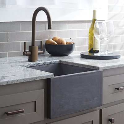 Ventana NativeStone Concrete 15" Square Kitchen/Bar Sink
