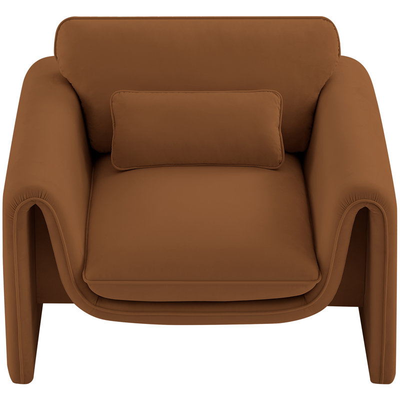 Sloan 42 inches W Velvet Armchair, Saddle Velvet