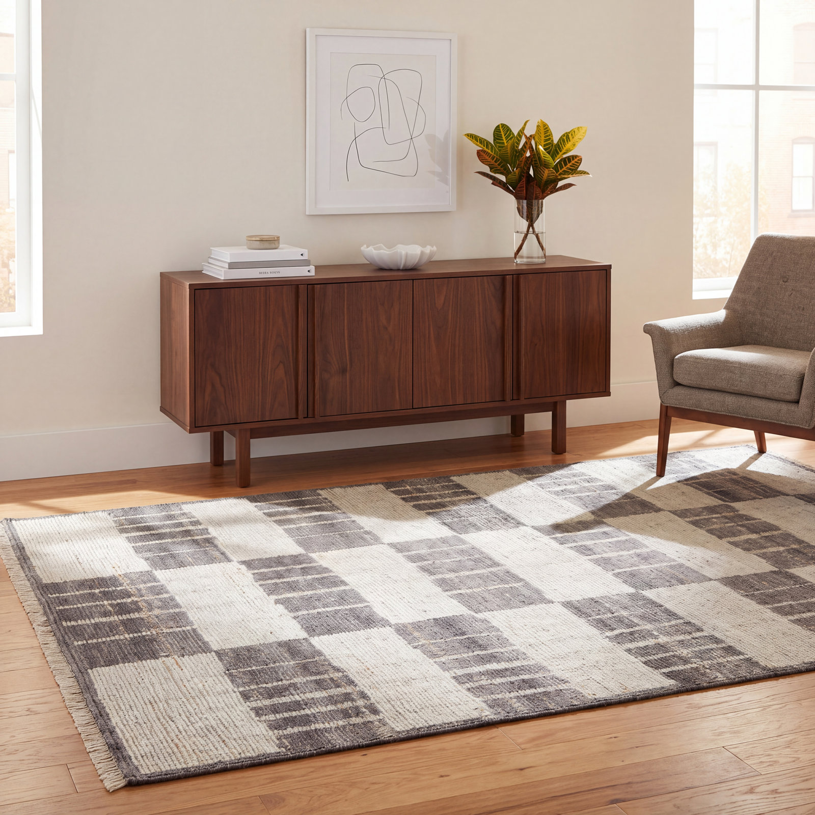 Todd Hand-Knotted Abstract Wool Rug, Rectangle 5' x 8'
