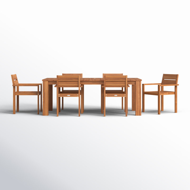 Azul 6 - Person Acacia Wood Patio Dining Set with Rectangular Table
