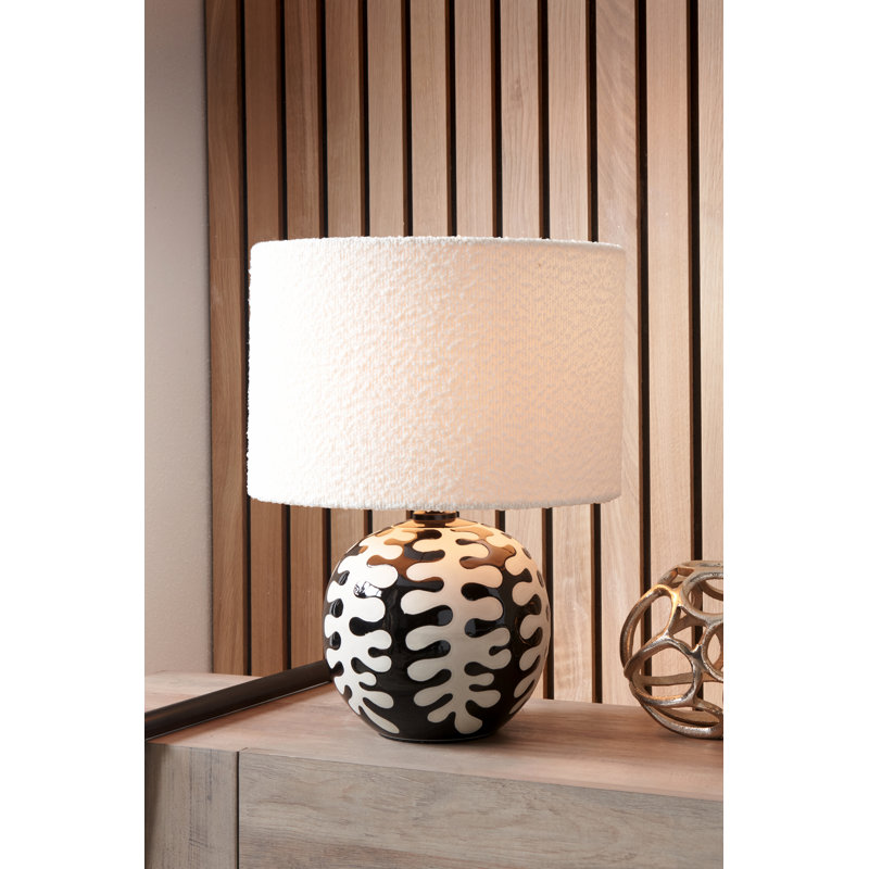 Drum Boucle Lamp Shade, White, 20cm H x 30cm W x 30cm D