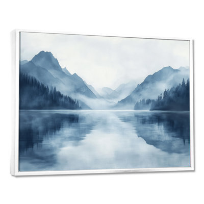 Misty Morning Mountain Lake I - Blue Landscape Wall Art