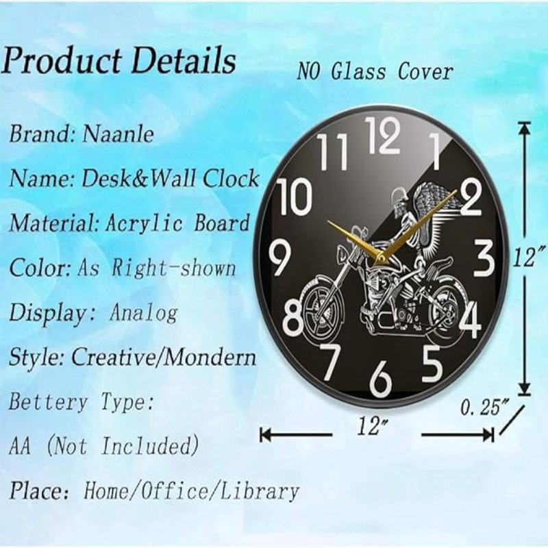 Horloge murale Naanle Chic Skull Guy