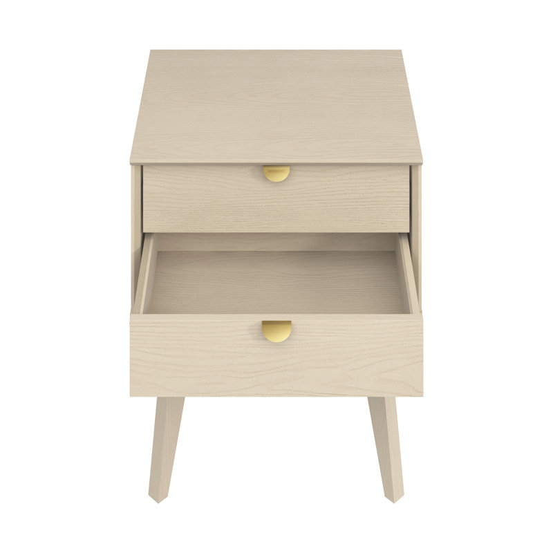 Revalo 18.1"W Mid-Century 2 Drawer Nightstand (Set Of 2), Beige