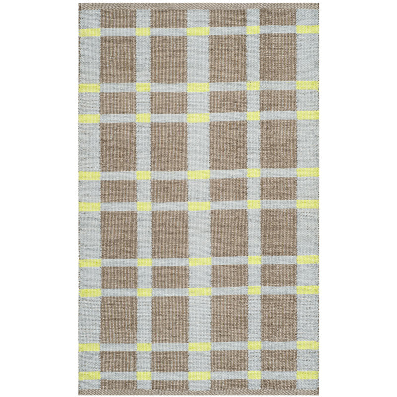 Assorted Hand Woven Plastic Plaid Rug, Rectangle 2'6" x 4'