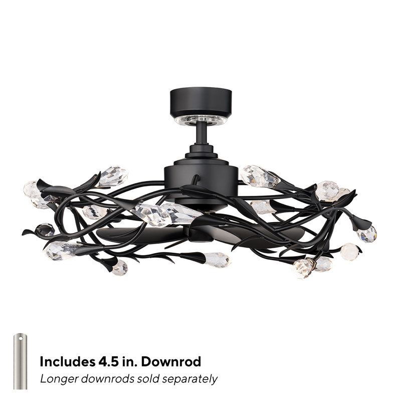 Secret Garden 20 Light Crystal LED Fandelier, Black