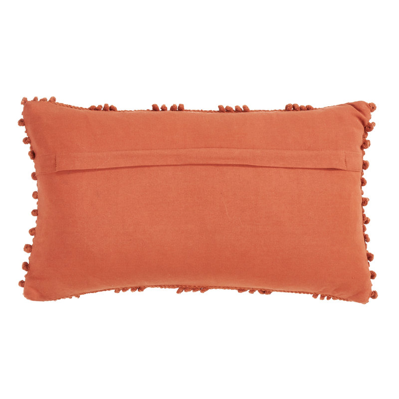 Rust Textured Cotton Nubby Design Throw Pillow, 12"x20"