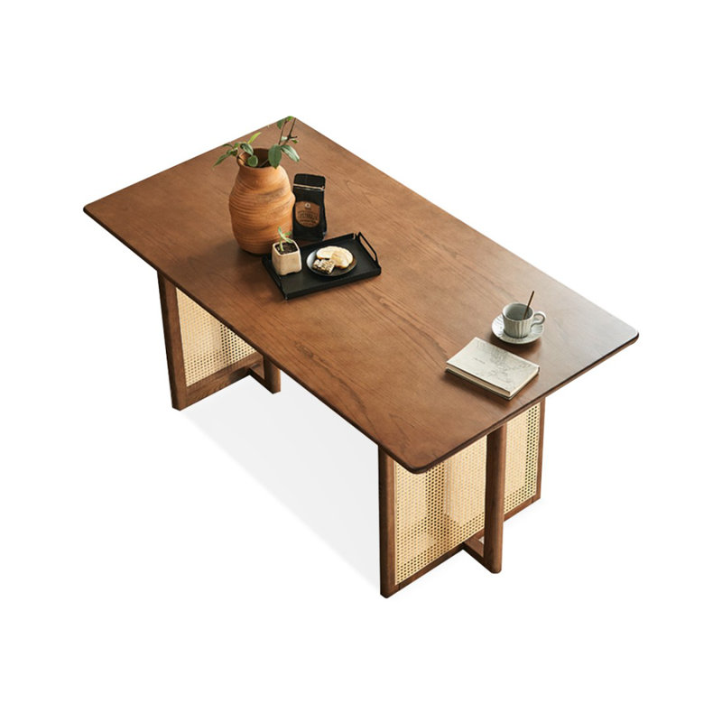 Bureau d'écriture rectangulaire en bois massif noyer, H 29,13 po x l 70,87 po x P 33,46 po