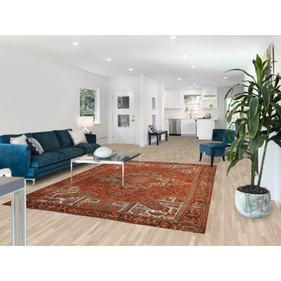 Tapis orange en laine 7 x 10