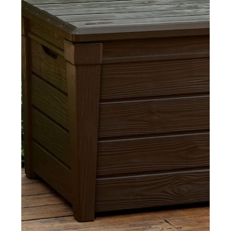Keter Brown 120 Gallon Lockable Plastic Wicker Deck Box