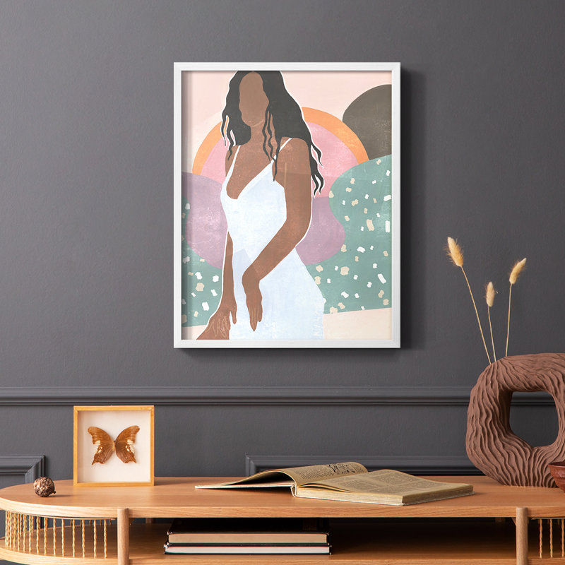Curly Lady I, reproduction encadrée - bois massif, Blanc, H 14 po x l 11 po