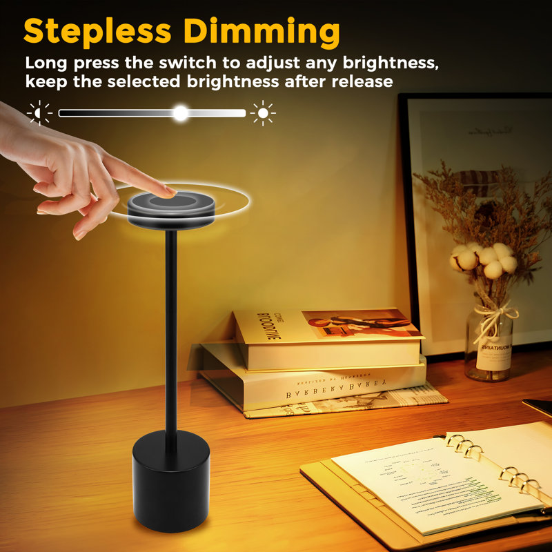 13.4'' Touch Dimmable Desk Lamp 2700K/4000K/5000K, Rechargable Lamps, Black