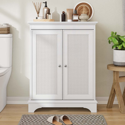 Wood Console Table with Cabinet,4 Shelves