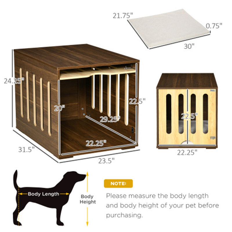Furniture Style Dog Crate End Table with Removable Door Panel