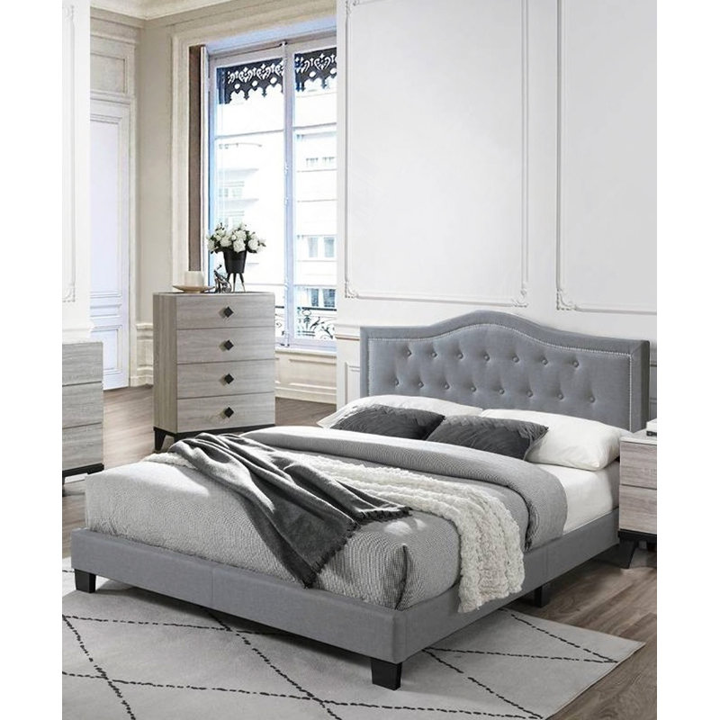 Mobilier de chambre 1pc, Gris, Lit double