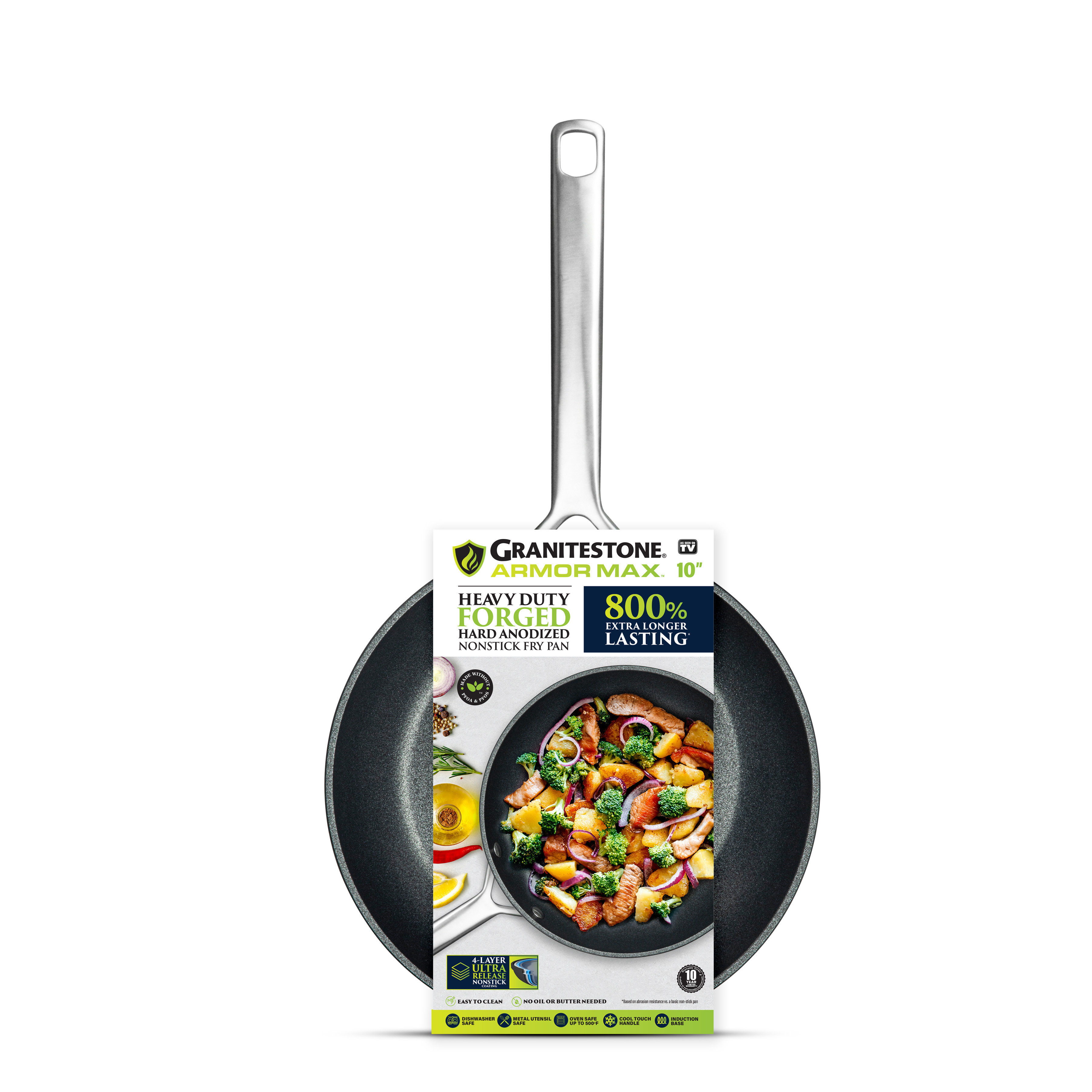 Granitestone Armor Max 10'' Hard Anodized Ultra Durable Nonstick Fry Pan,  Oven & Dishwasher Safe & Reviews