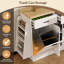 Buffet de rangement multifonctionnel, rangement pour poubelle, armoire à porte coulissante et support à épices à 3 niveaux, îlot de cuisine pour la cuisine et la salle à manger (blanc)-1208224703