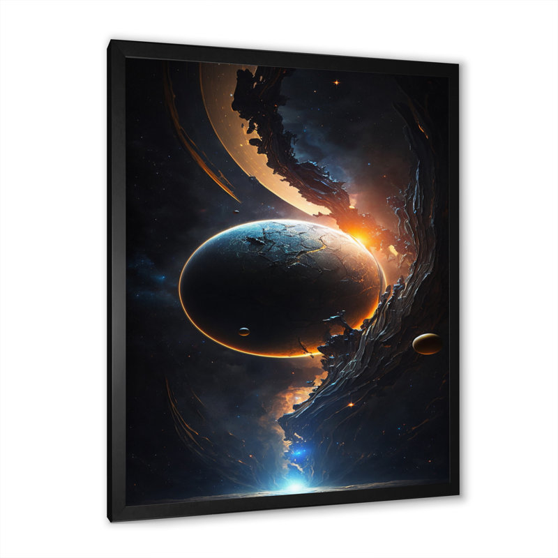 Deep Earth Eclipse V - reproduction sur toile, Cadre photo noir, H 32 po x l 24 po x P 1 po