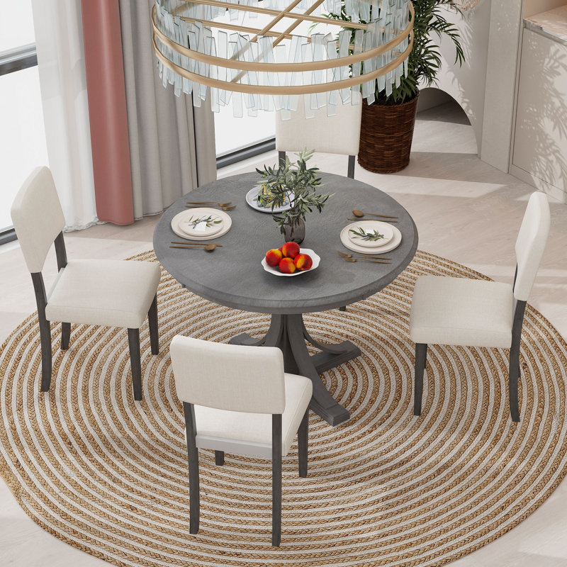 Androniki 4 - Person Pedestal Dining Set, Gray