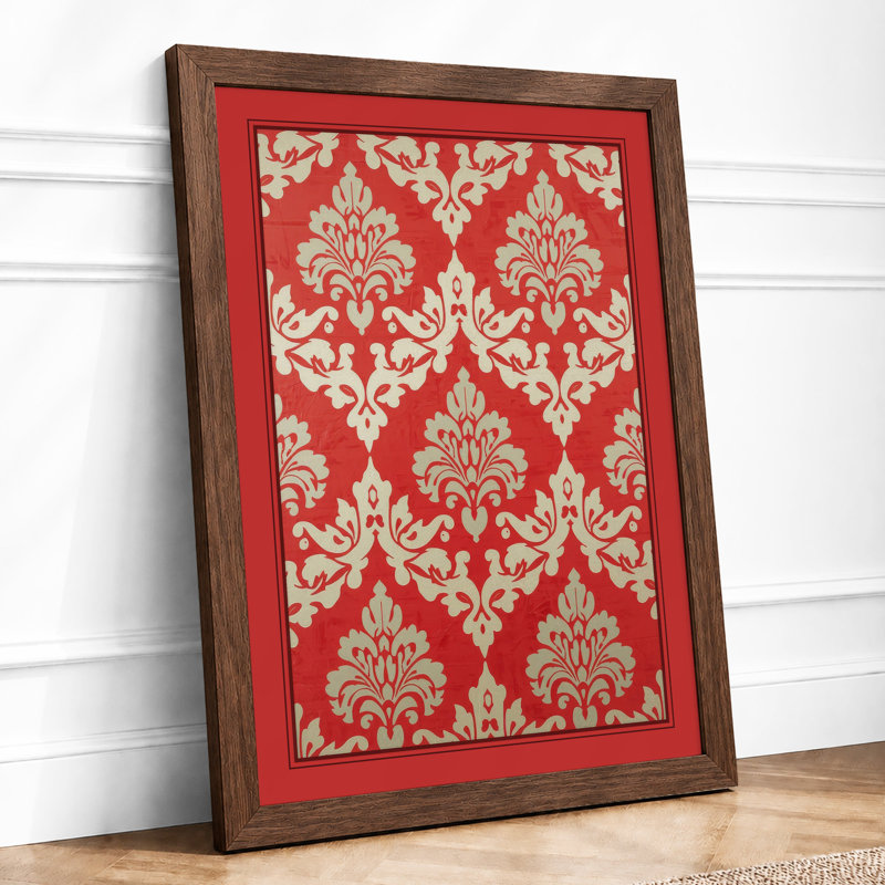 Damask Botanical - Framed Print, Walnut, A1 - 84.1 x 59.4 cm