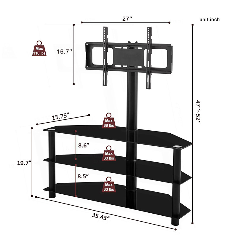 Swivel 3-Tier Multi-Function Tv Stand