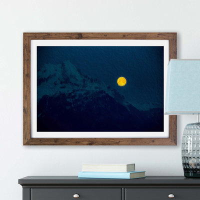 Yellow Moon Over The Mountain By - Single Picture Frame Print
