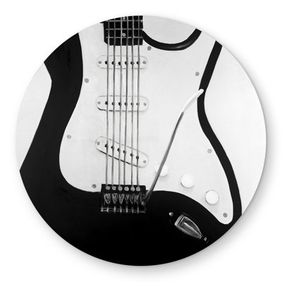 Black Electric Guitar - Musical Round Outdoor Area Rug for Home