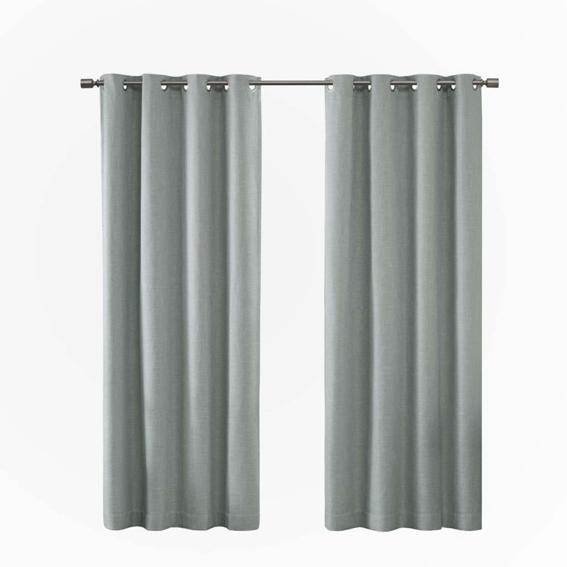 Printed Heathered Blackout Grommet Top Curtain Panel, Dusty Seafoam, 50" W x 54" L