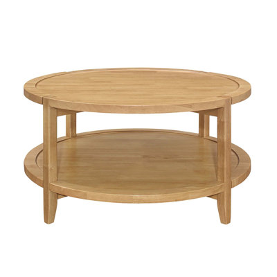 Round Wooden Coffee Table With Bottom Shelf