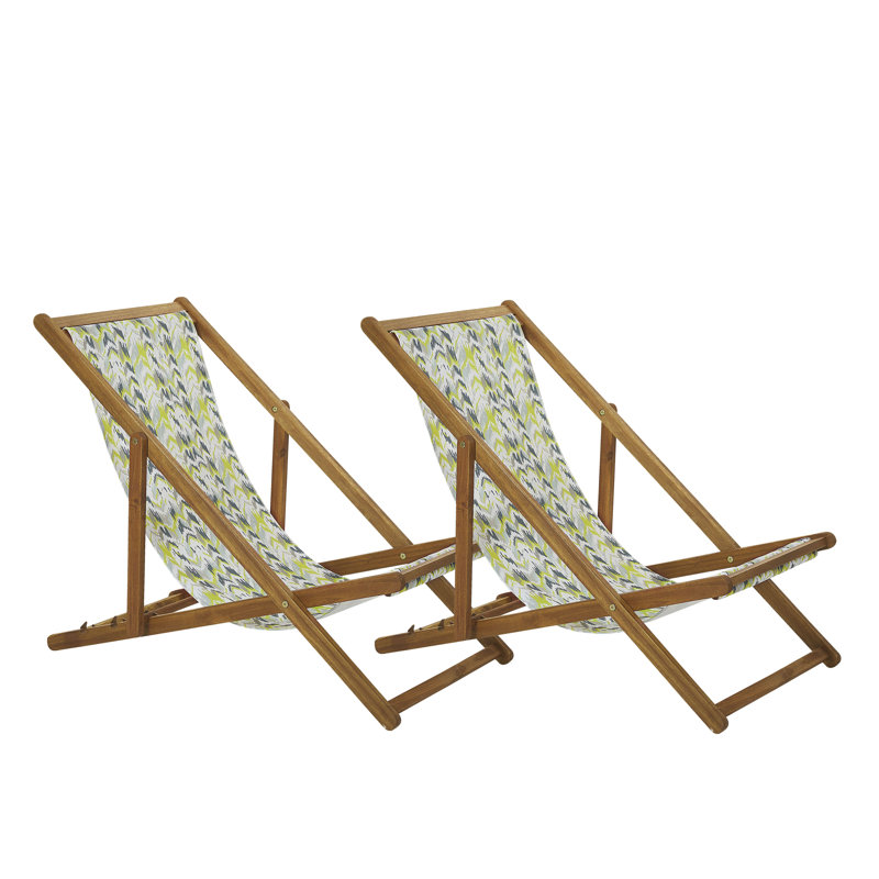 Dalmazio Folding Deck Chair, Beige, Geometric 1