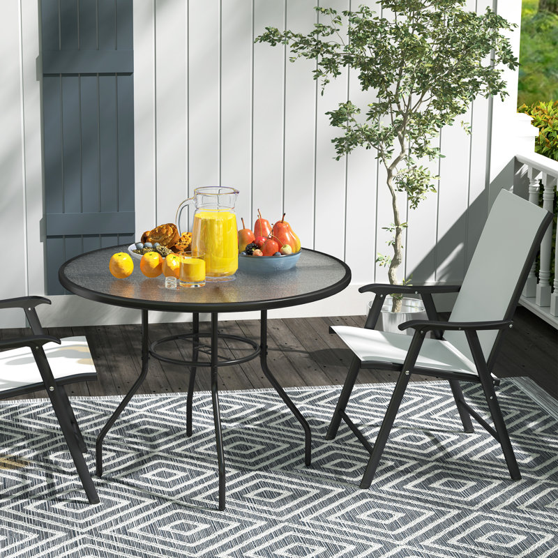 Table de salle à manger ronde 39,4 "avec trou pour parasol, noir