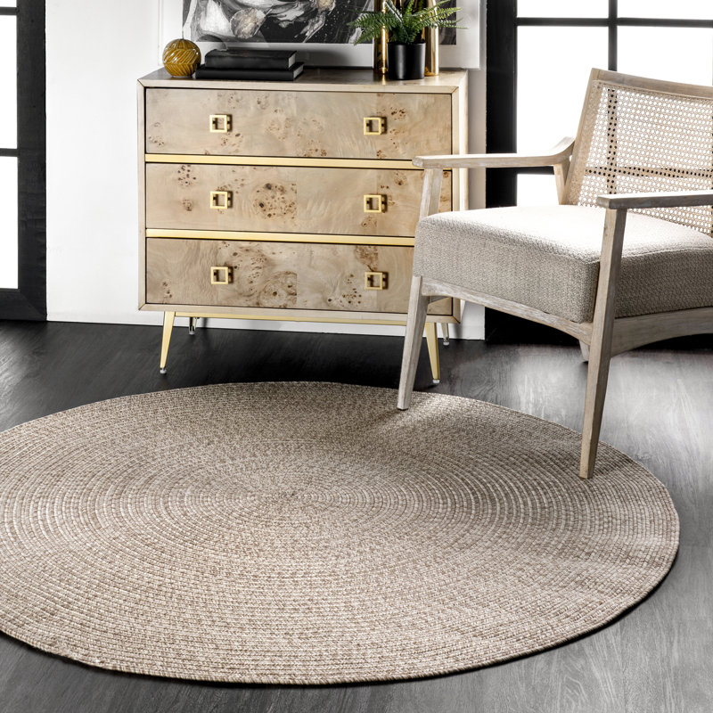 Owensby Braided Tan Indoor/Outdoor Rug, Round 8'