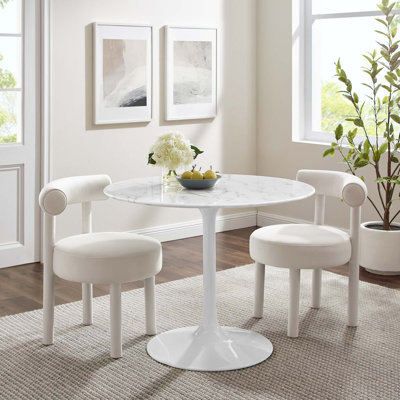 Lippa Round Artificial Marble Dining Table by 