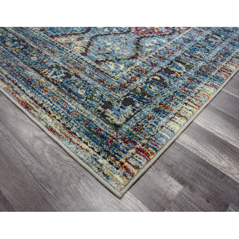 Tapis bleu / beige Kauffman, Rectangle 2 pi 2 po x 4 pi 0 po