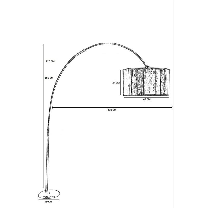 Ziggy 220cm Arched Floor Lamp, Black, Gold