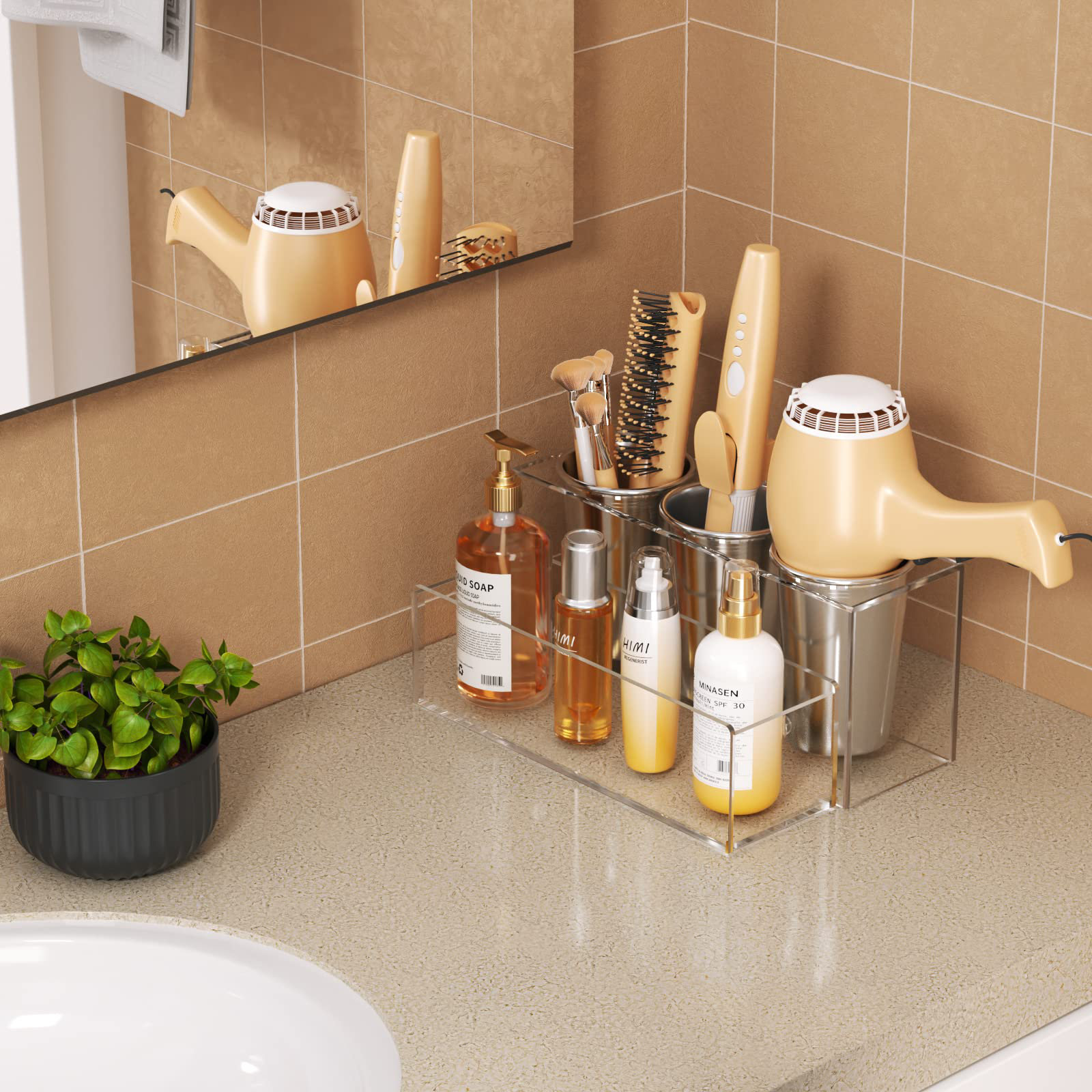 Sink Countertop Hair Dryer Holder Shower Storage HIIMIEI Acrylic