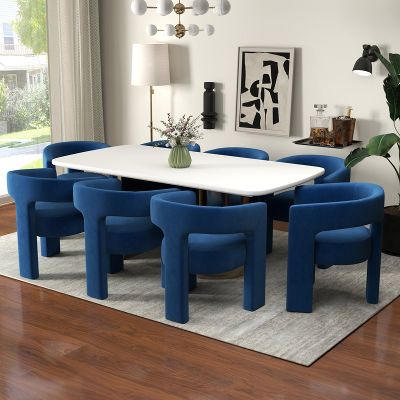 Upholstered Velvet Dinning Chair, Navy