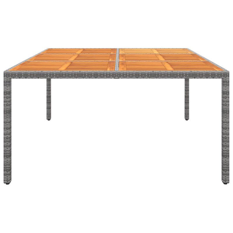 Garden Rattan/Steel/Wooden Dining Table, Grey, 75 x 200 x 150cm