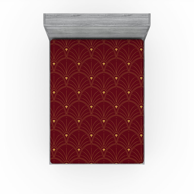  Drap-housse géométrique, Drap-housse très grand californien, Burgundy/Sand Brown