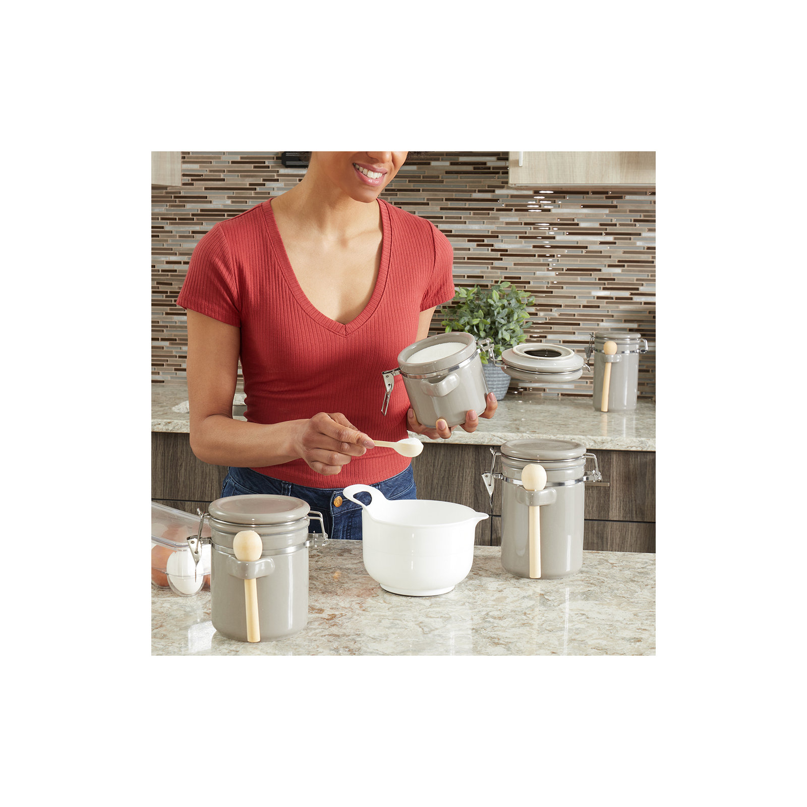Glass Canister - Set of 4, Gray