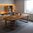 Rectangular solid wood executive desk computer des