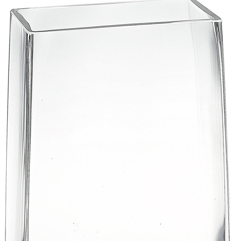 Annek Crystal Glass Clear Rectangle Table Vase, 9.75" H x 5.5" W x2.75" D