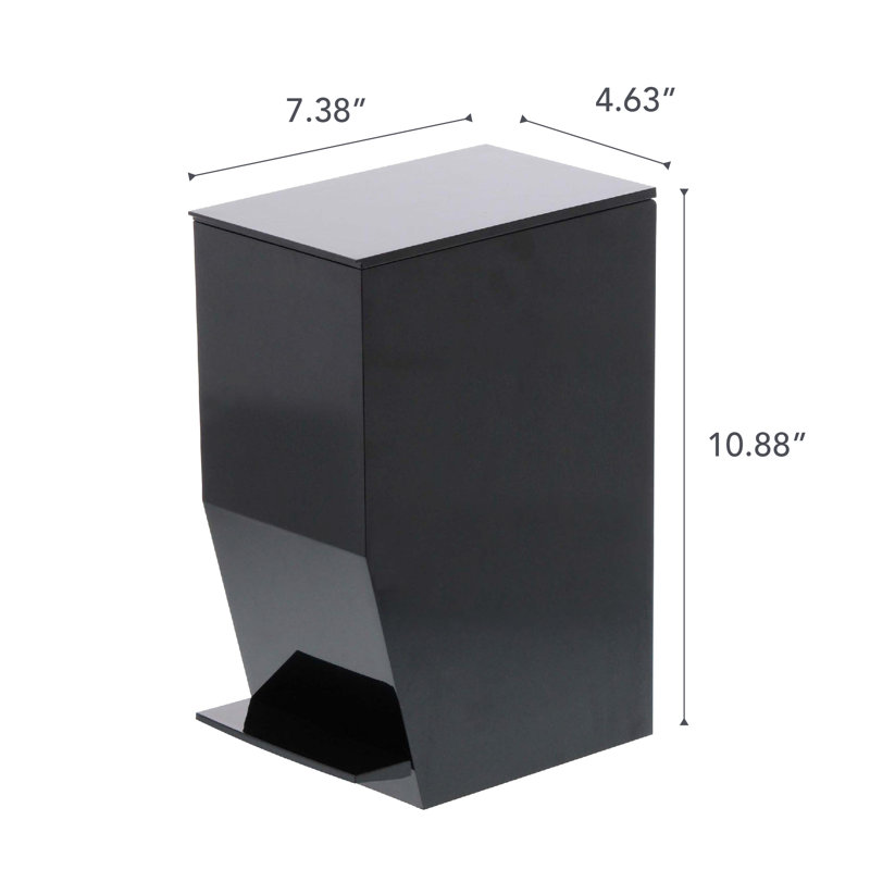 Compact Black Plastic Pedal Trash Can