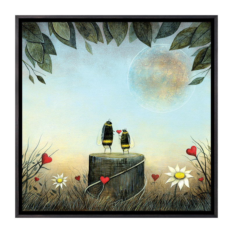 «The Gift II» par Neil Thompson - impression d'art graphique, H 18 po x l 18 po x 1,5 po, Toile avec cadre noir patiné